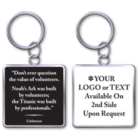 Keychain With Quote"The Value Of Volunteers"